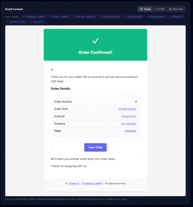Visual Template Editor